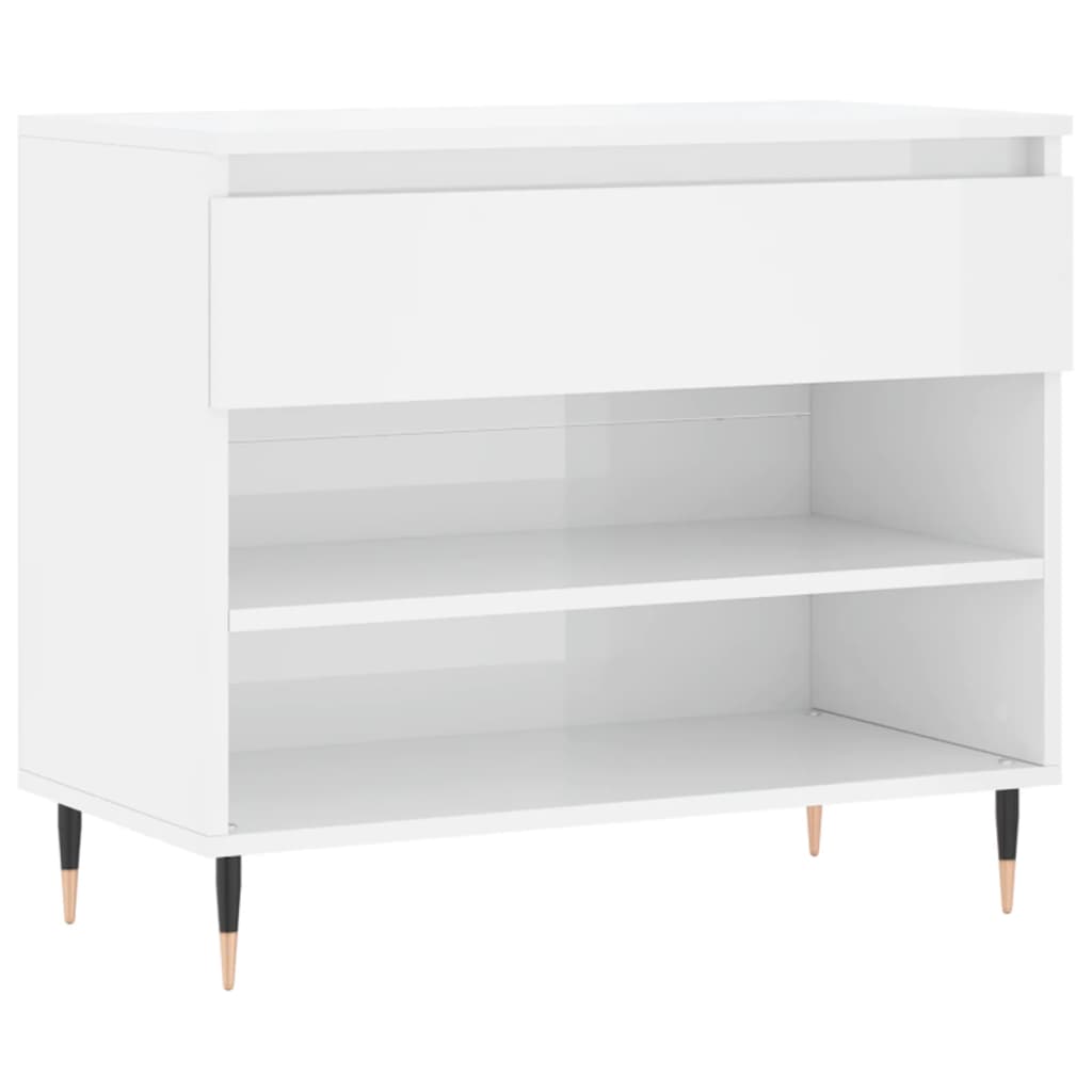 Vidaxl Cabinet da scarpe 70x36x60 cm Propriezzato in legno Bianco lucido