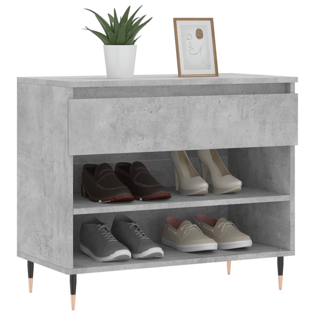 Vidaxl Shoe Cabinet 70x36x60 cm Forarbejdet træ Betongrijs