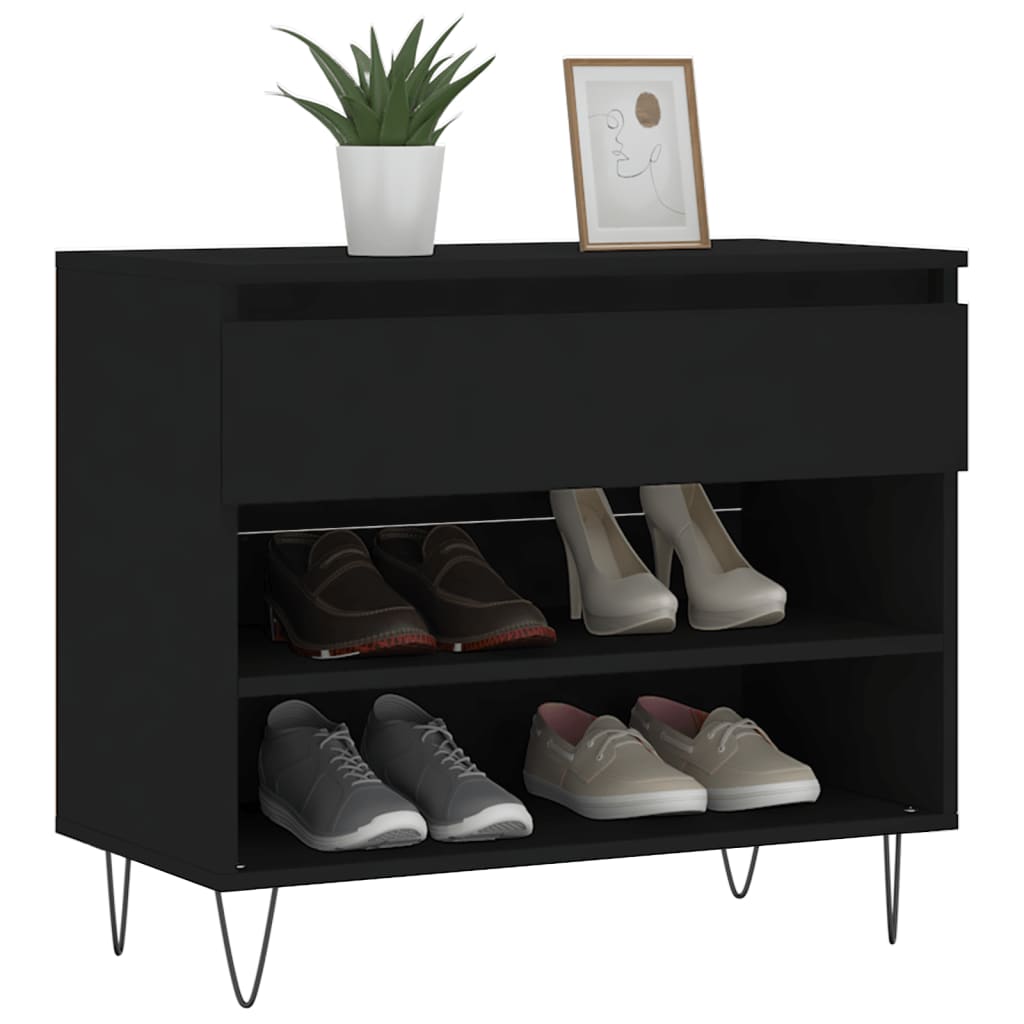 VidaXL Shoe cabinet 70x36x60 cm Properted Wood Black