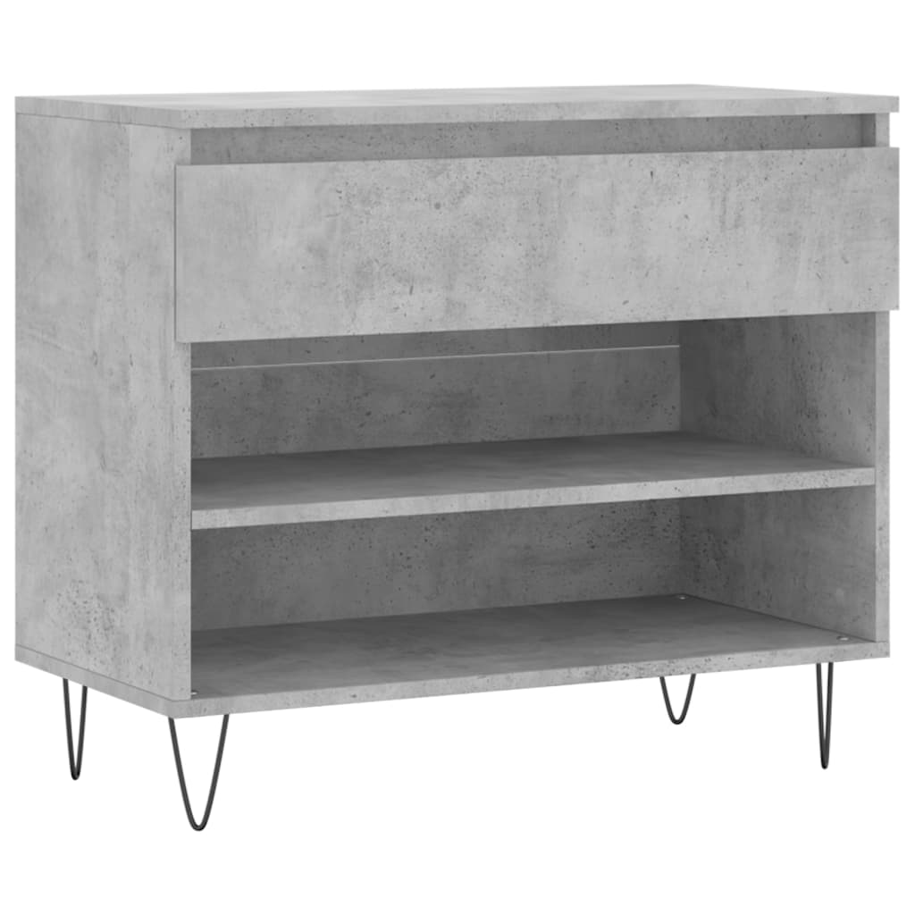 Vidaxl Cabinet da scarpe 70x36x60 cm Betongrijs in legno elaborato