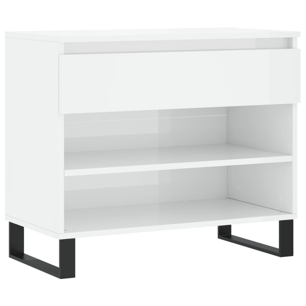 Vidaxl Cabinet da scarpe 70x36x60 cm Propriezzato in legno Bianco lucido