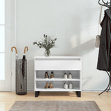 Vidaxl Cabinet da scarpe 70x36x60 cm Propriezzato in legno Bianco lucido