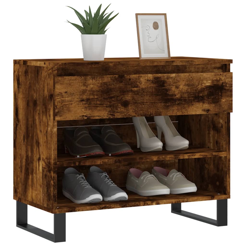 Vidaxl Shoe cabinet 70x36x60 cm Properted Wood Smoked Oak colored