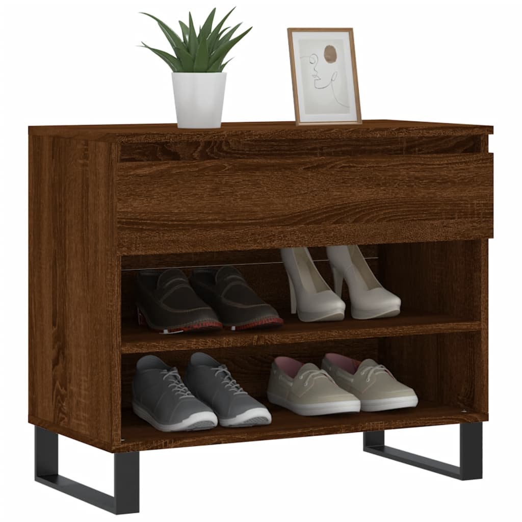 Armoire à chaussures Vidaxl 70x36x60 cm Couleur de chêne marron en bois transformé