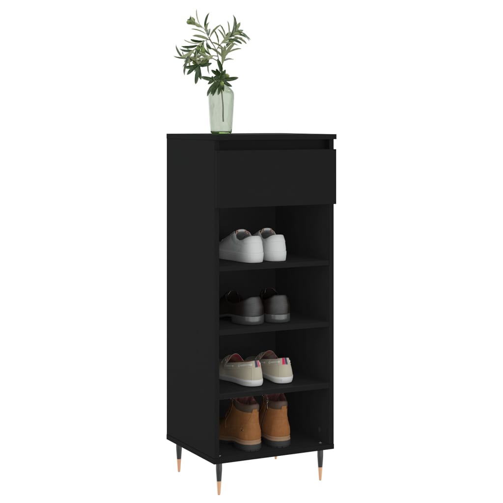 Gabinete de zapatos Vidaxl 40x36x105 cm de madera propiedad de negro