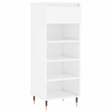 Armoire à chaussures vidaxl 40x36x105 cm bois transformé haut brillant blanc