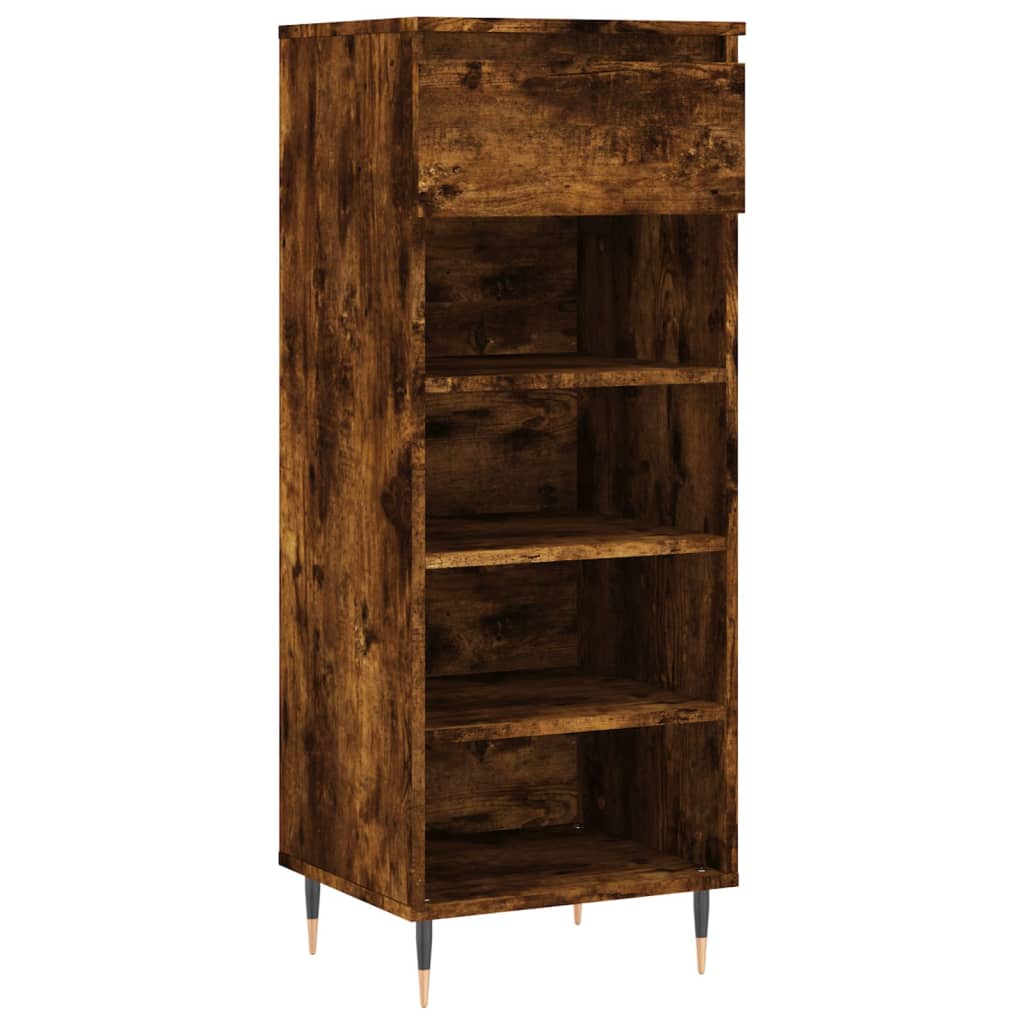 Armoire à chaussures vidaxl 40x36x105 cm de chêne fumé en bois travaillé coloré