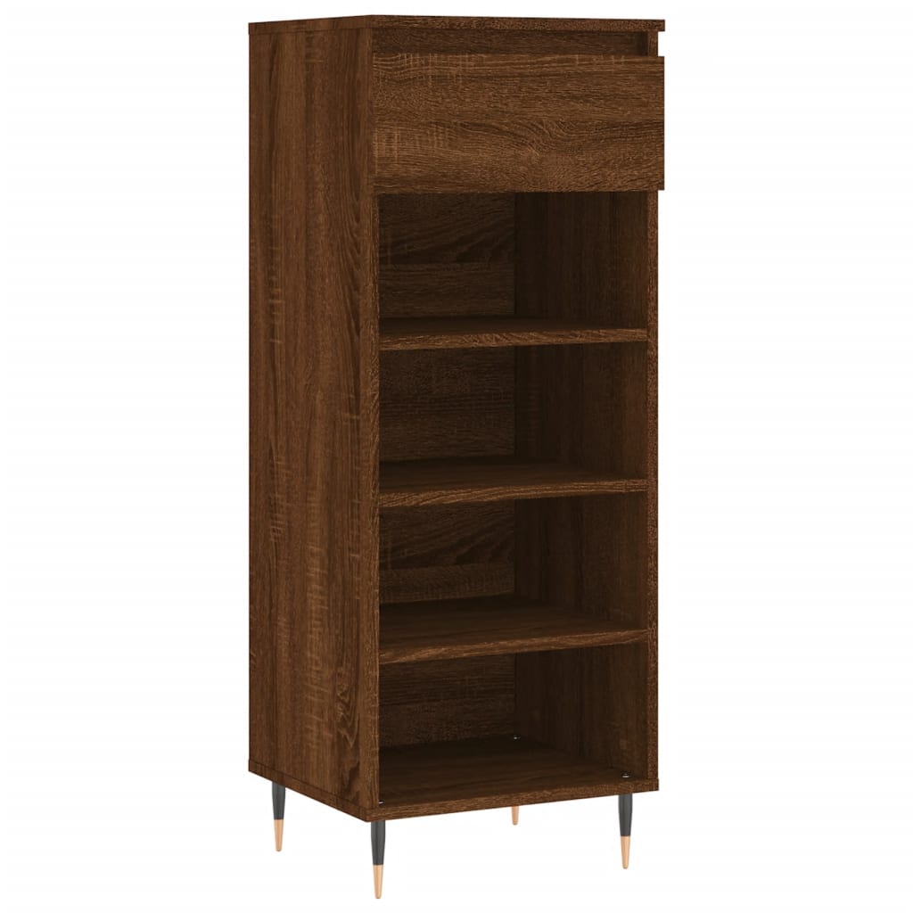 Vidaxl Shoe Cabinet 40x36x105 cm skåret træbrun eg farve