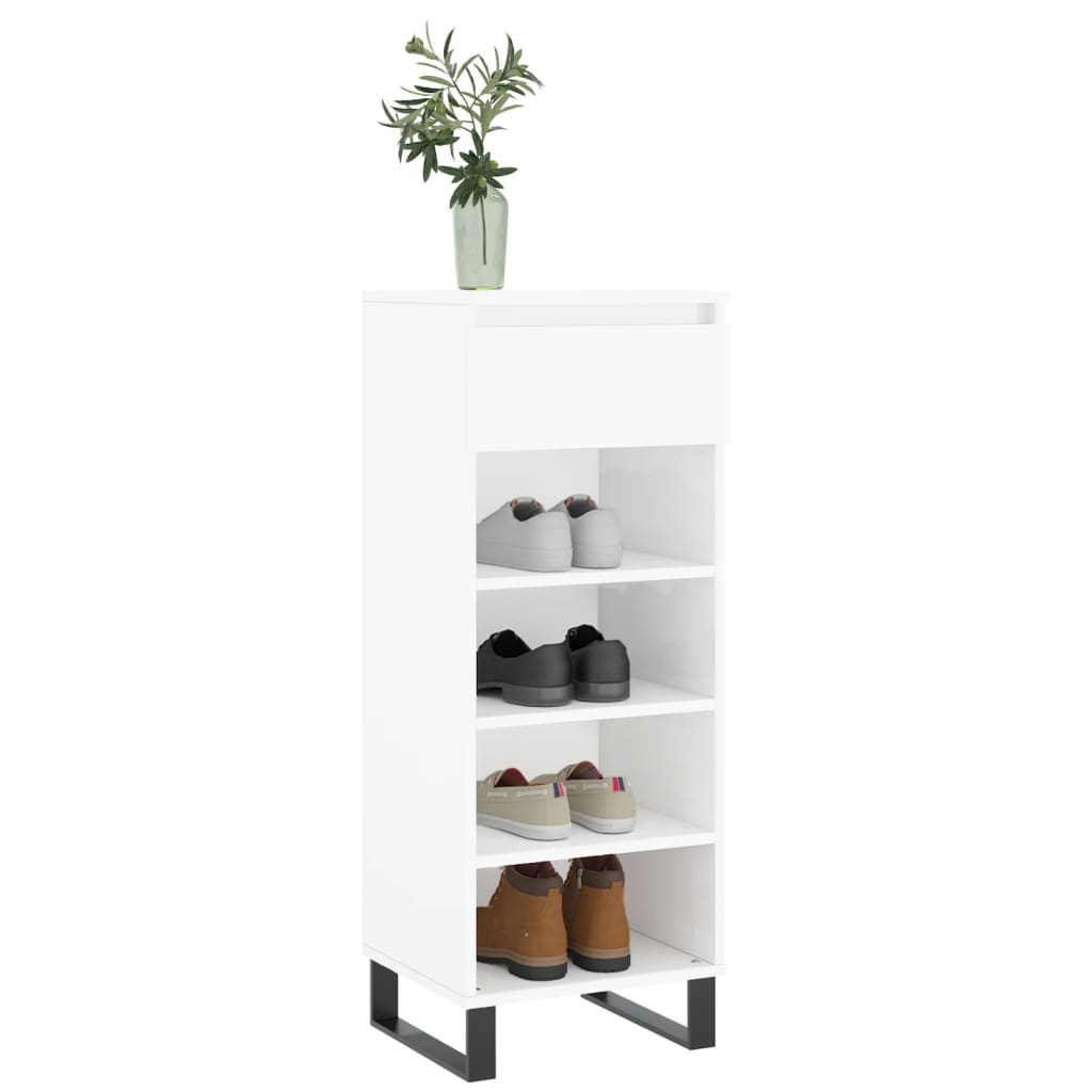 Vidaxl Shoe Cabinet 40x36x105 cm Forarbejdet træ Højglans hvid