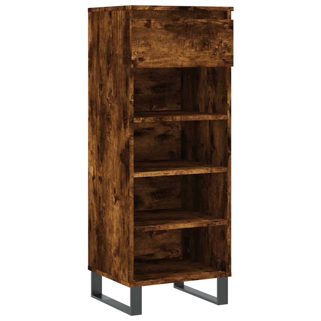 Armoire à chaussures vidaxl 40x36x105 cm de chêne fumé en bois travaillé coloré