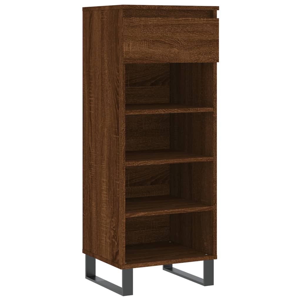 Vidaxl Shoe Cabinet 40x36x105 cm skåret træbrun eg farve