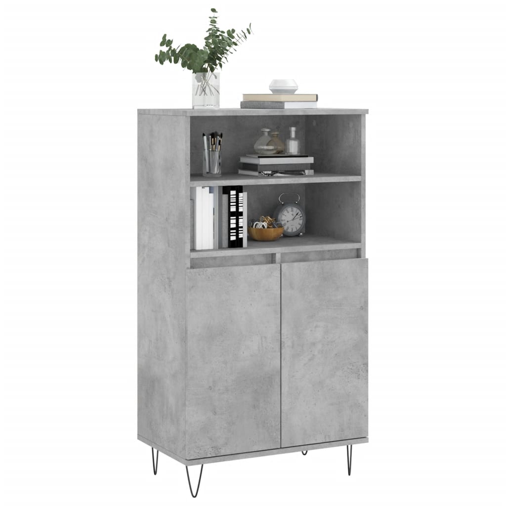 Vidaxl hoge kast 60x36x110 cm bewerkt hout betongrijs