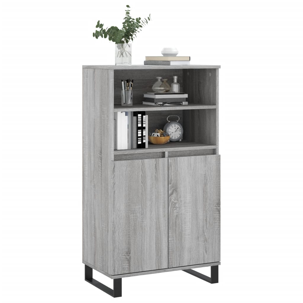 Vidaxl hoge kast 60x36x110 cm bewerkt hout grijs sonoma eikenkleurig