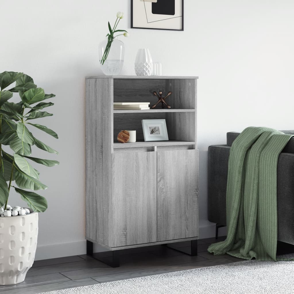 Vidaxl hoge kast 60x36x110 cm bewerkt hout grijs sonoma eikenkleurig
