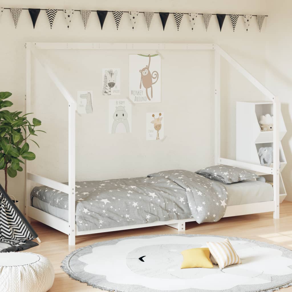 Vidaxl kinderbedframe 90x200 cm massief grenenhout wit