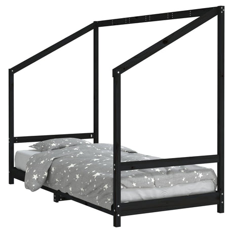 Vidaxl kinderbedframe 90x200 cm massief grenenhout zwart