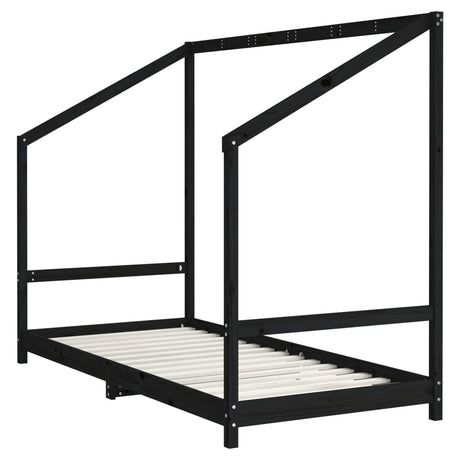 Vidaxl kinderbedframe 90x200 cm massief grenenhout zwart