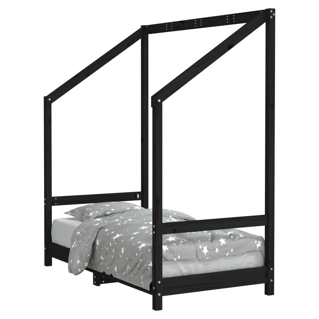 Vidaxl kinderbedframe 70x140 cm massief grenenhout zwart