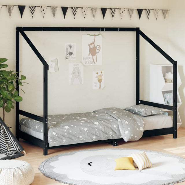 Vidaxl kinderbedframe 90x190 cm massief grenenhout zwart