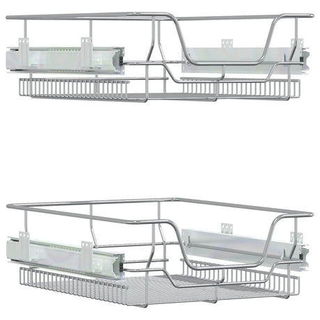 Vidaxl draadmanden uittrekbaar 2 st 45 cm zilverkleurig