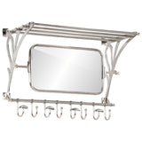 VidaXL Luggage rack with clothes hangers and mirror wall mounting aluminum