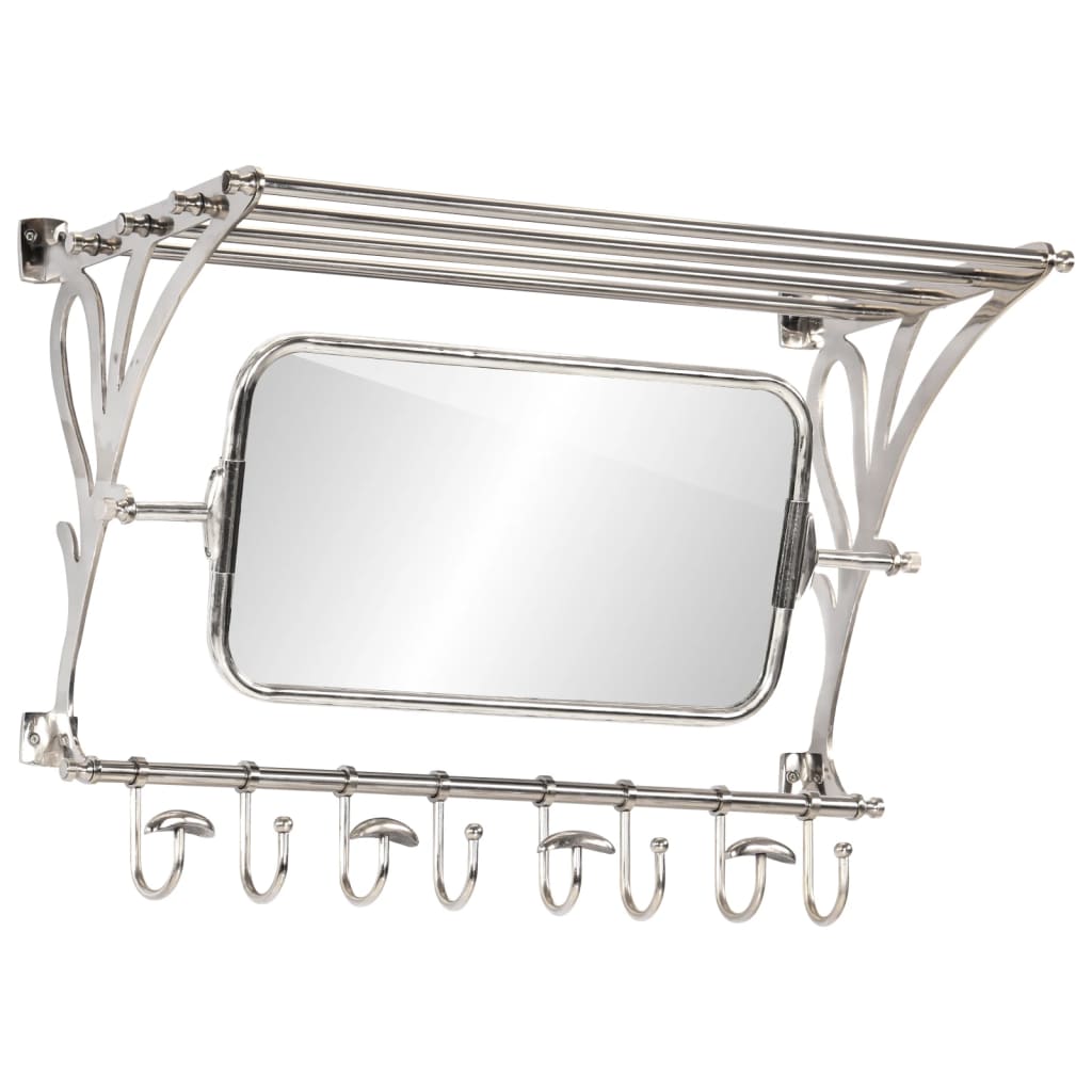 VidaXL Luggage rack with clothes hangers and mirror wall mounting aluminum