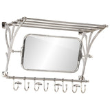 VidaXL Luggage rack with clothes hangers and mirror wall mounting aluminum