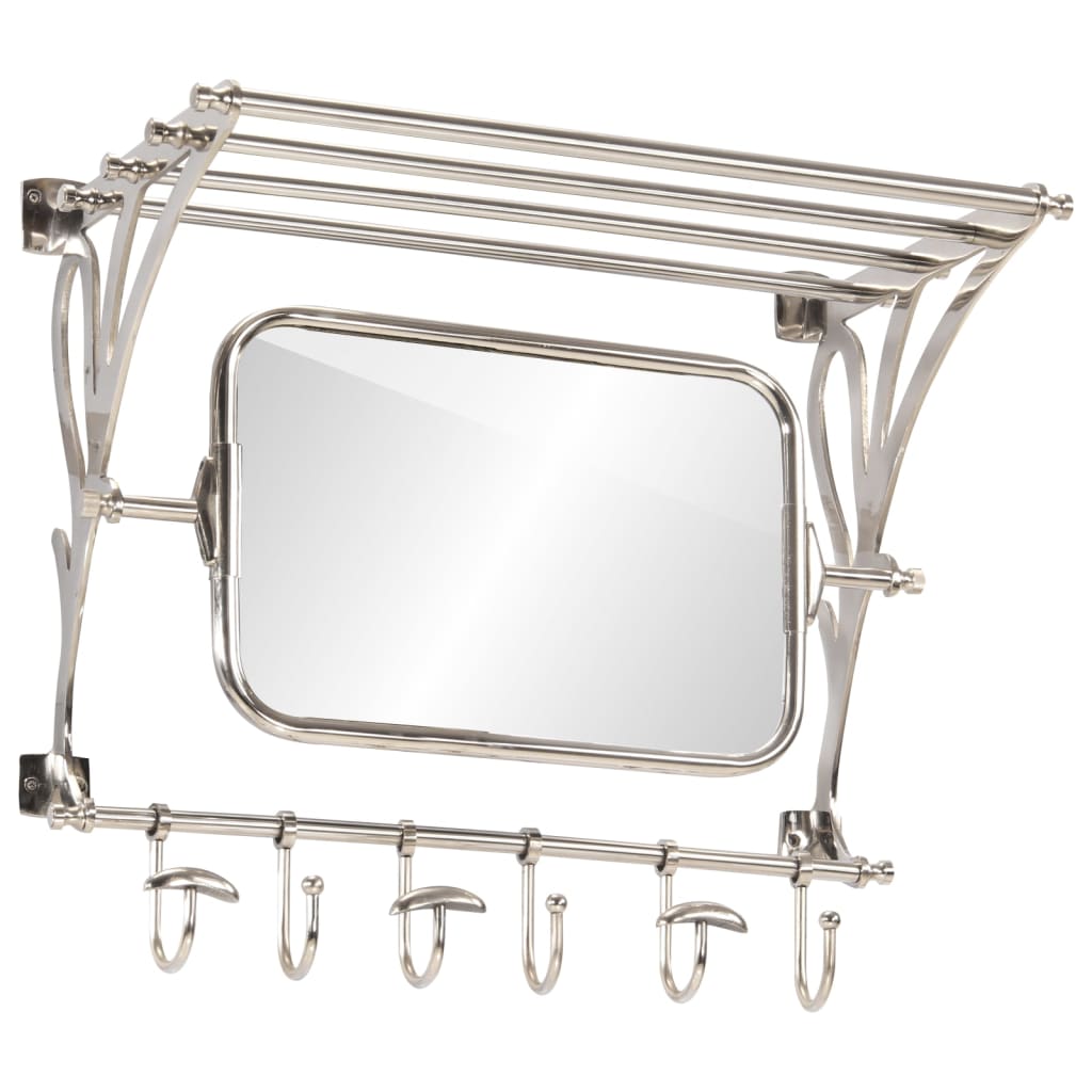 VidaXL Luggage rack with clothes hangers and mirror wall mounting aluminum