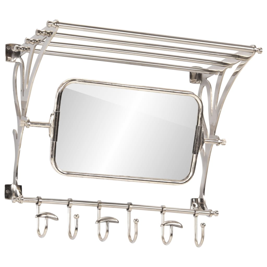 VidaXL Luggage rack with clothes hangers and mirror wall mounting aluminum