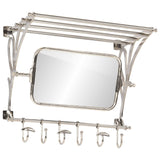 VidaXL Luggage rack with clothes hangers and mirror wall mounting aluminum