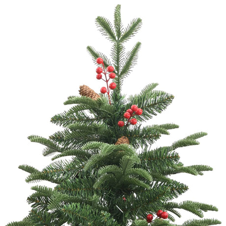 Vidaxl kunstkerstboom met scharnieren dennenappels en bessen 180 cm
