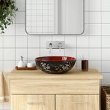 Vidaxl opzetwasbak rond φ41x14 cm keramiek zwart en rood