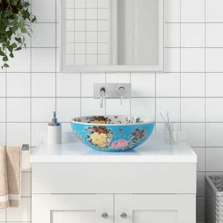 Vidaxl opzetwasbak rond φ41x14 cm keramiek meerkleurig