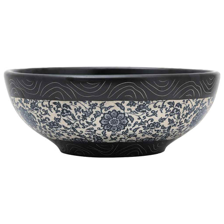 Vidaxl opzetwasbak rond φ41x14 cm keramiek zwart en blauw