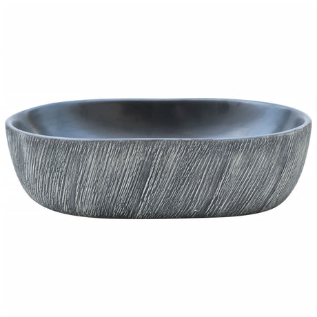 Vidaxl opzetwasbak ovaal 47x33x13 cm keramiek zwart en grijs