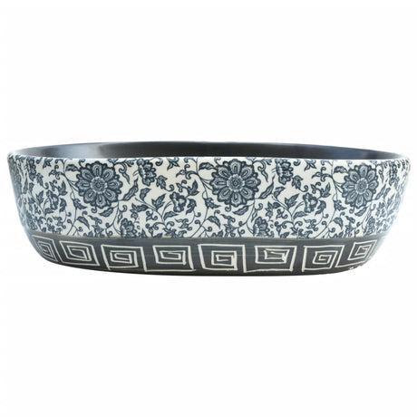 Vidaxl opzetwasbak ovaal 47x33x13 cm keramiek zwart en blauw