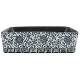 Vidaxl opzetwasbak rechthoekig 46x35,5x13 cm keramiek zwart en blauw