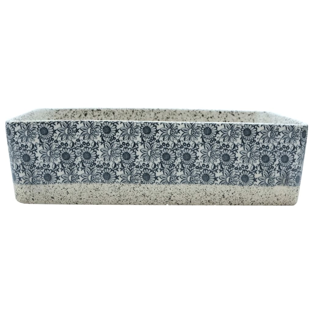 Vidaxl opzetwasbak rechthoekig 46x35,5x13 cm keramiek grijs en blauw