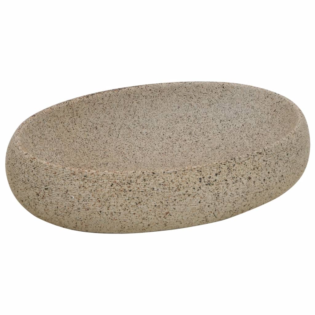 Vidaxl opzetwasbak ovaal 59x40x15 cm keramiek zandkleurig