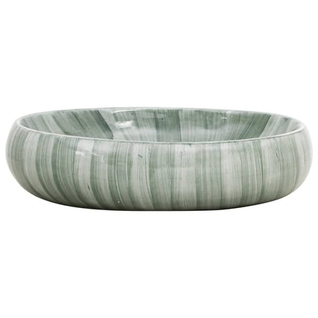 Vidaxl opzetwasbak ovaal 59x40x15 cm keramiek groen