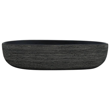 Vidaxl opzetwasbak ovaal 59x40x14 cm keramiek grijs en zwart