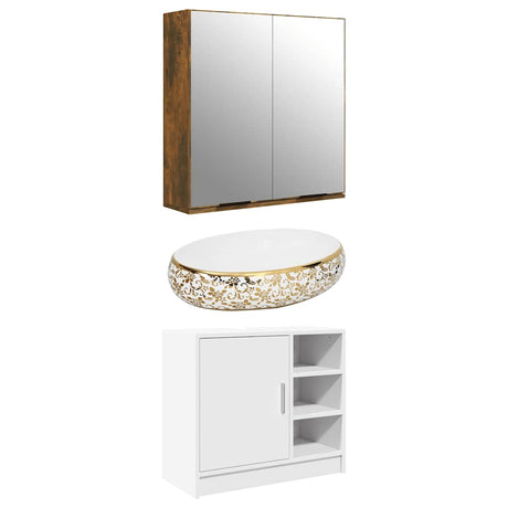 Vidaxl opzetwasbak ovaal 59x40x15 cm keramiek wit en goud