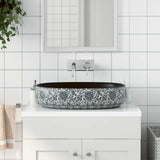 Vidaxl opzetwasbak ovaal 59x40x14 cm keramiek zwart en blauw