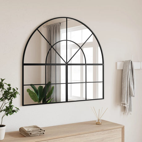 Vidaxl wandspiegel boog 100x90 cm ijzer zwart