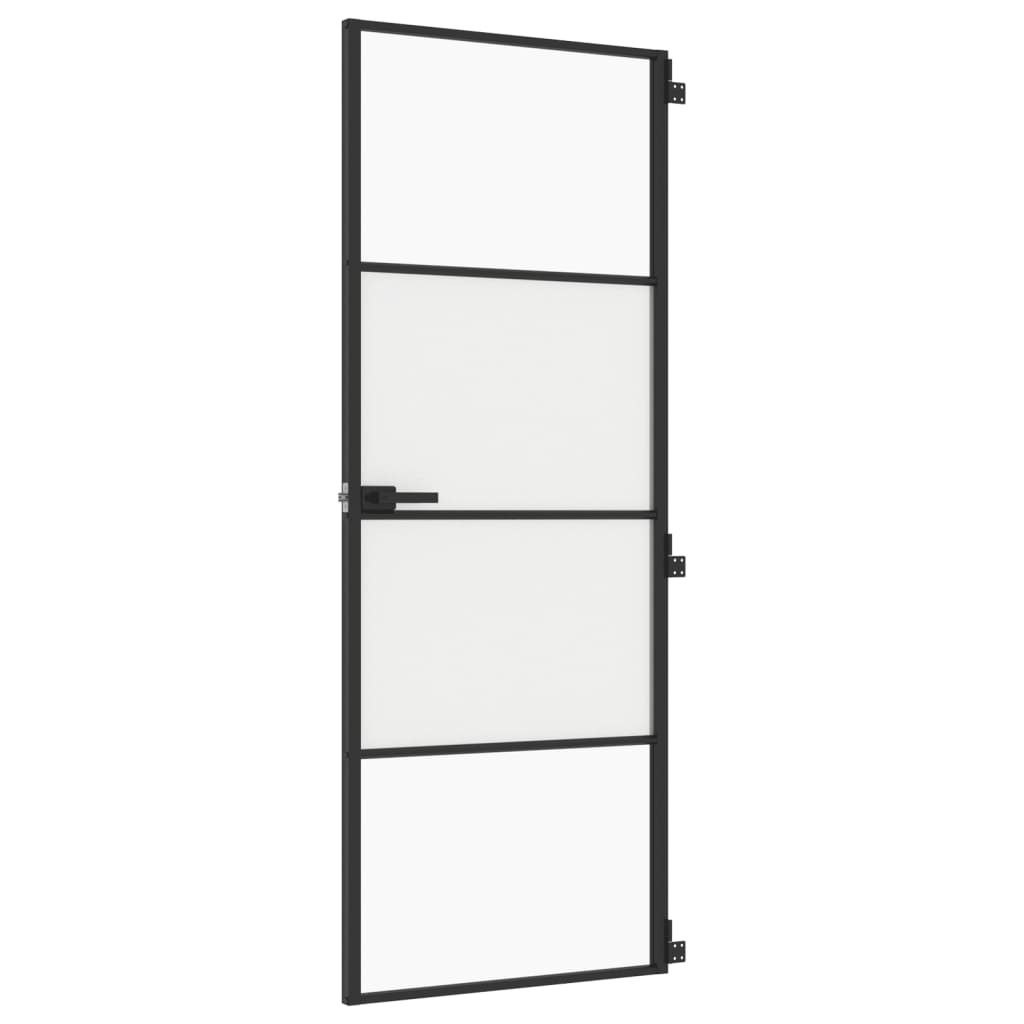 Vidaxl Innerdörr smal 76x201,5 cm härdat glas och aluminium svart