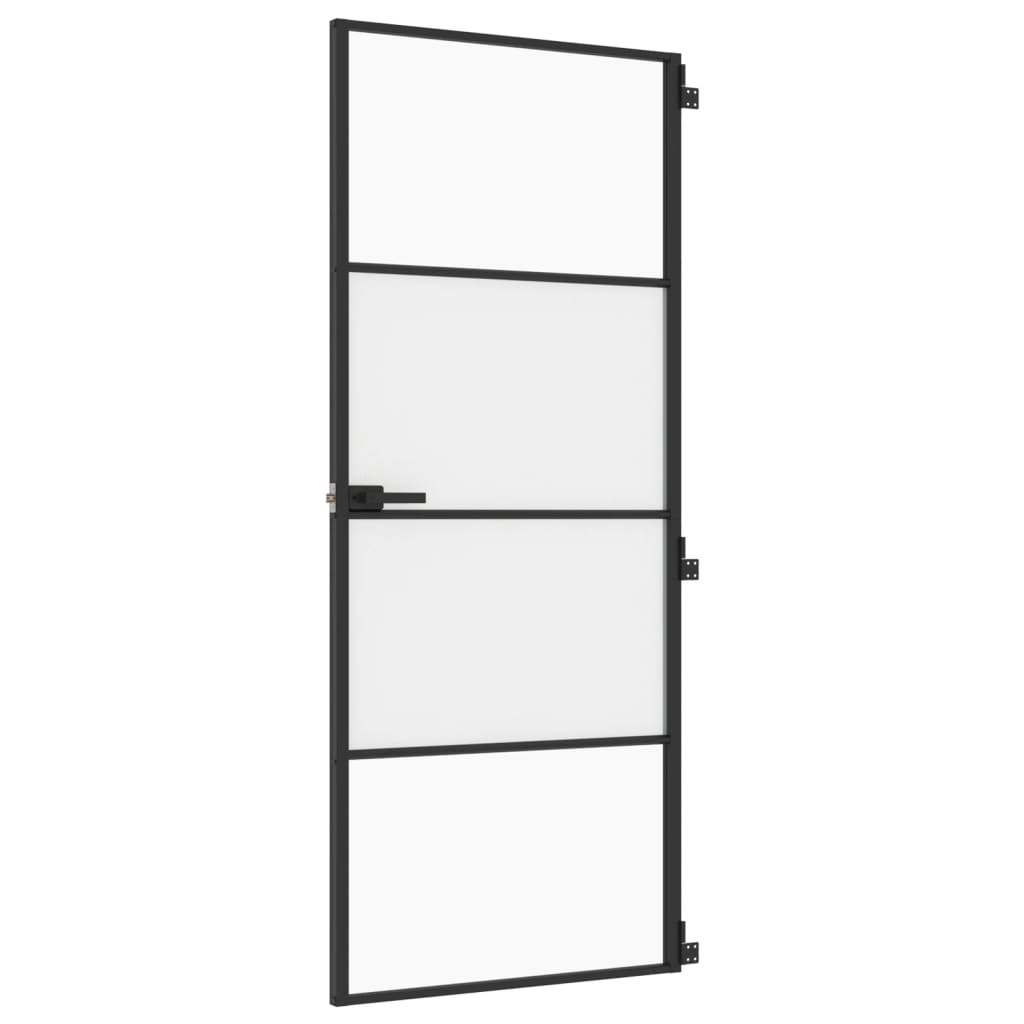 Vidaxl Porta interna stretta 83x201,5 cm in vetro indurito e nero in alluminio