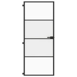 Vidaxl puerta interior estrecha 83x201.5 cm de vidrio endurecido y negro de aluminio