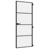 Vidaxl binnendeur smal 83x201,5 cm gehard glas en aluminium zwart