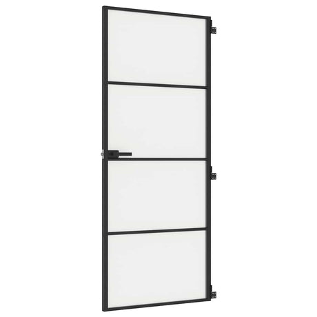 Vidaxl binnendeur smal 83x201,5 cm gehard glas en aluminium zwart