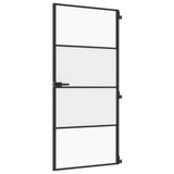 Vidaxl binnendeur smal 93x201,5 cm gehard glas en aluminium zwart